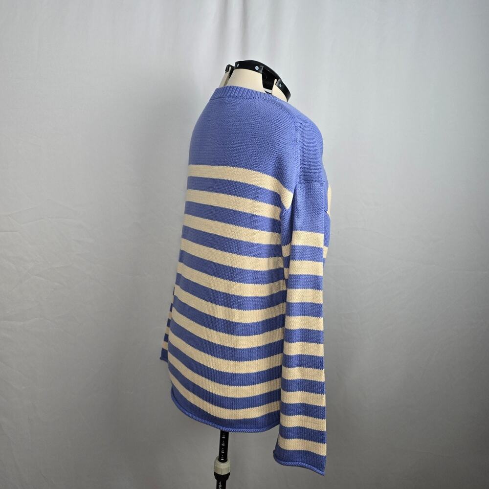 Heyson Tight Knit Sweater Women's L Purple & Light Cream Stripe Long Sleeve - Picture 7 of 16